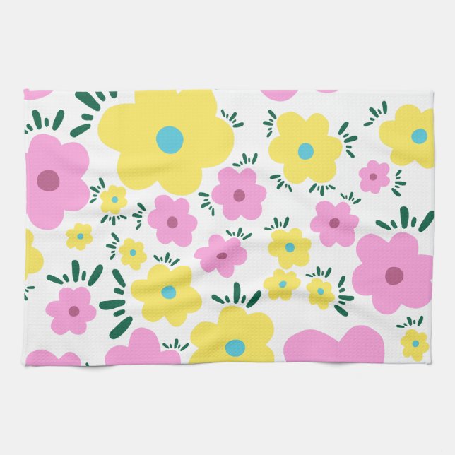 Linge De Cuisine Fleurs heureuses (Horizontal)