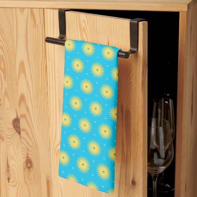 Linge De Cuisine Fleurs jaunes (Pliage en tiers)