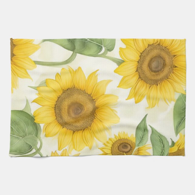 Linge De Cuisine Fleurs jaunes (Horizontal)