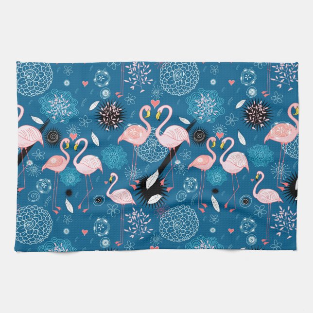 Linge De Cuisine Fleurs mignonnes flamants gos motif (Horizontal)