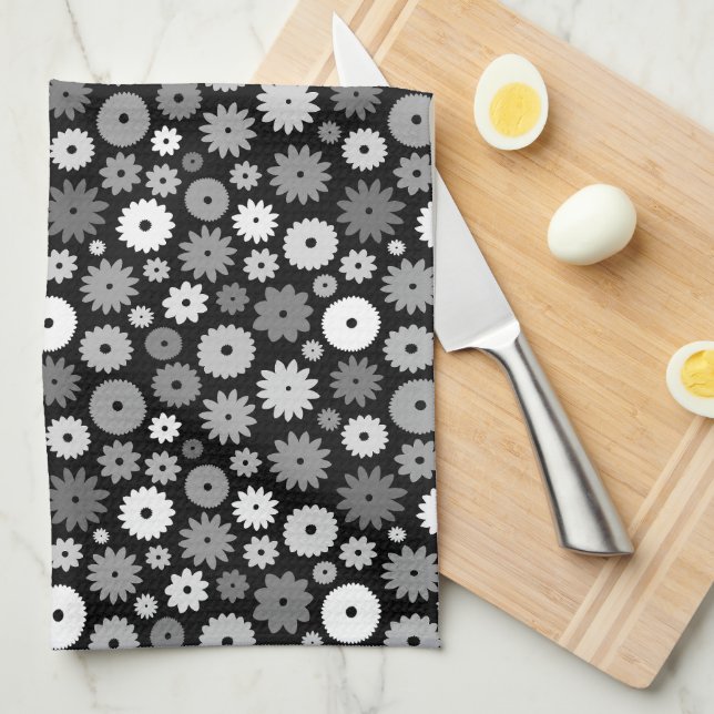 Linge De Cuisine Fleurs monochromes à motif répétitif (Quart Plié)