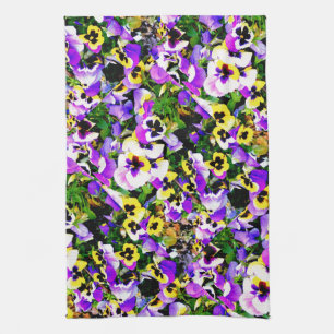 Linge De Cuisine fleurs multicolores de pensée