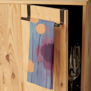Linge De Cuisine Fleurs orange et rose abstraites