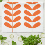 Linge De Cuisine Fleurs orange Moderne du milieu du siècle rétro<br><div class="desc">Cette fabuleuse serviette de cuisine moderne du milieu du siècle présente des fleurs oranges sur une tige plante sur un arrière - plan blanc. Cela fera un ajout fabuleux à votre décor de maison!</div>