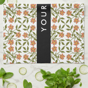 Linge De Cuisine Fleurs oranges, motif floral, Boho, votre nom