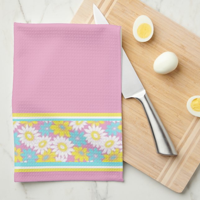 Linge De Cuisine Fleurs pastel (Quart Plié)