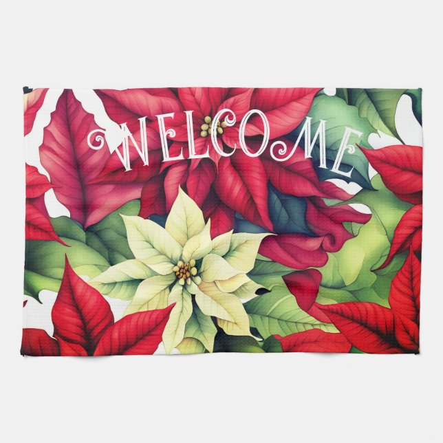 Linge De Cuisine Fleurs Poinsettia (Horizontal)