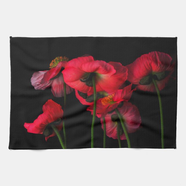 Linge De Cuisine Fleurs | Poppies rouges (Horizontal)