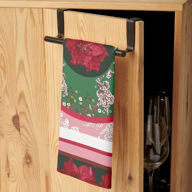 Linge De Cuisine Fleurs pour Noël (Pliage en tiers)
