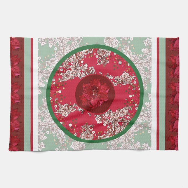 Linge De Cuisine Fleurs pour Noël (Horizontal)