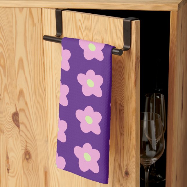 Linge De Cuisine Fleurs pourpres (Pliage en tiers)