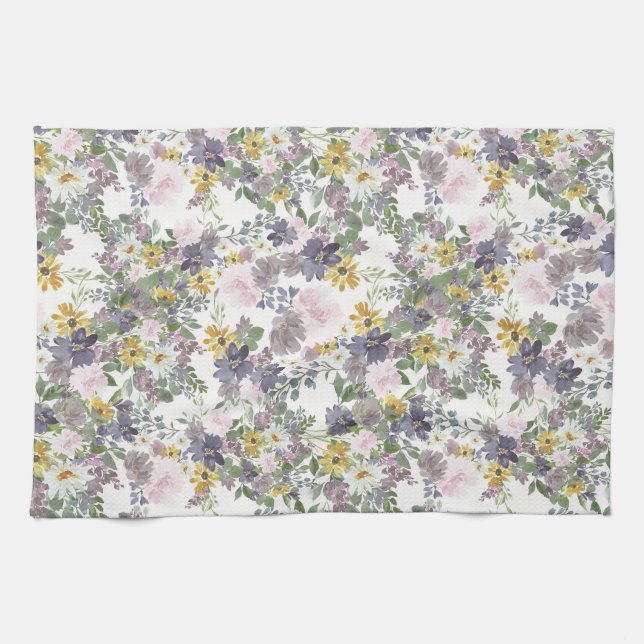 Linge De Cuisine Fleurs printanières ensoleillées (Horizontal)
