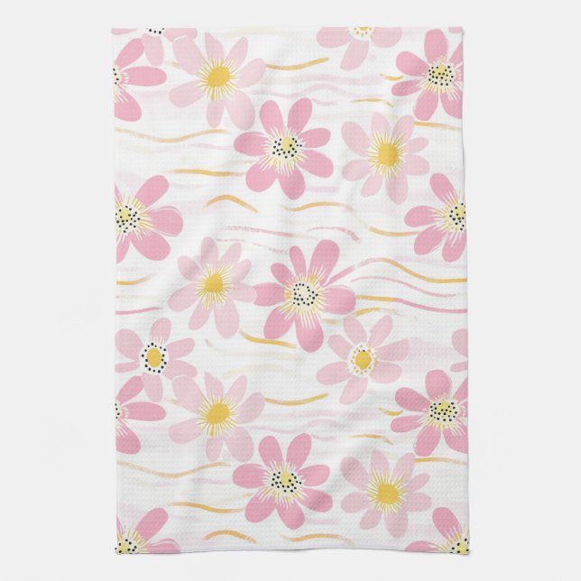 Linge De Cuisine Fleurs Rétro Pastel (4) (Vertical)