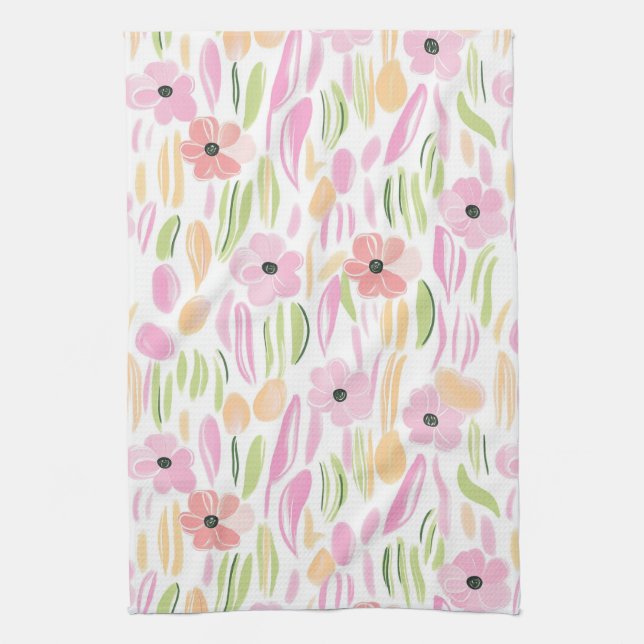 Linge De Cuisine Fleurs Rétro Pastel (5) (Vertical)