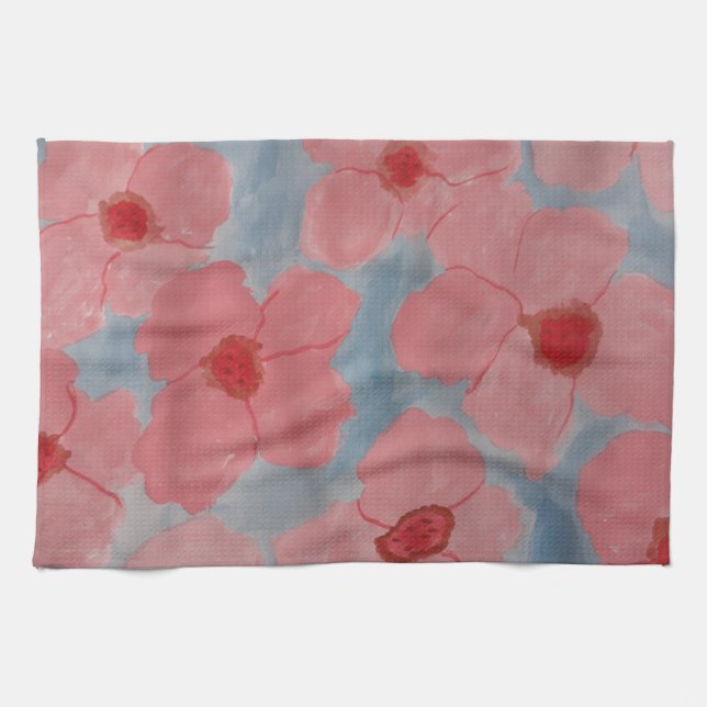 Linge De Cuisine Fleurs rose bonbon (Horizontal)