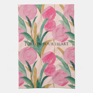 Linge De Cuisine Fleurs roses