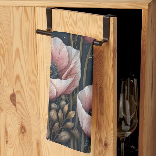 Linge De Cuisine Fleurs roses                                   (Pliage en tiers)