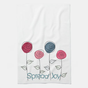 Linge De Cuisine Fleurs roses bleues de joie répandue
