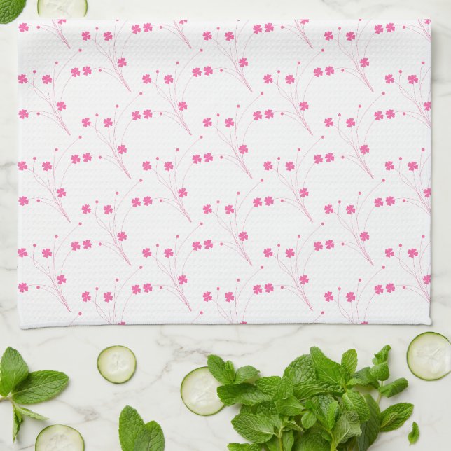 Linge De Cuisine Fleurs roses Bubblegum, Petite Cuisine D'Impressio (Plié)