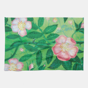 Linge De Cuisine Fleurs roses sauvages