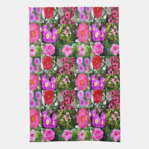 Linge De Cuisine "Fleurs roses : un collage photo floral"