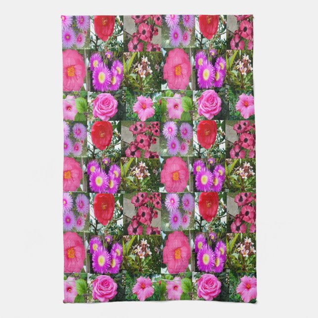 Linge De Cuisine "Fleurs roses : un collage photo floral" (Vertical)