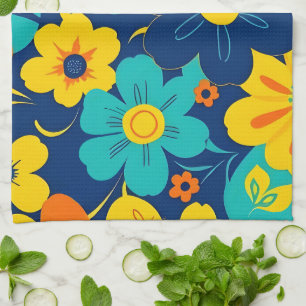 Linge De Cuisine Fleurs Rush Colorées-Dopamine Style-Retro