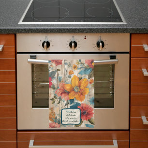 Linge De Cuisine Fleurs rustiques colorées personnalisables