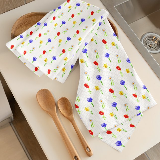 Linge De Cuisine Fleurs sauvages aquarelle (Créateur téléchargé)