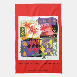 Linge De Cuisine Fleurs sauvages australiens - Fête Florale - Rouge