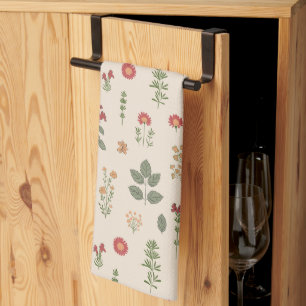 Linge De Cuisine Fleurs sauvages dessinées à la main   Herboristeri