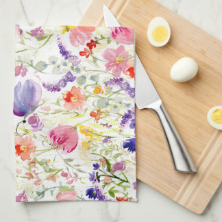 Linge De Cuisine Fleurs sauvages fantaisistes | Aquarelle