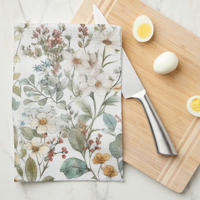 Linge De Cuisine Fleurs Sauvages Floral (Quart Plié)