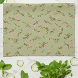 Linge De Cuisine Fleurs sauvages floraux jetés sur Pistachio Green