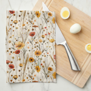 Linge De Cuisine Fleurs sauvages rustiques - Boho Automne modèle fl