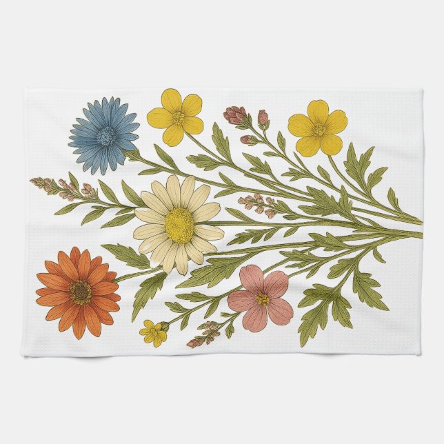 Linge De Cuisine Fleurs sauvages vintage (Horizontal)