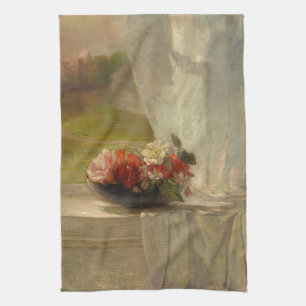 Linge De Cuisine Fleurs sur une haie de fenêtre par John La Farge