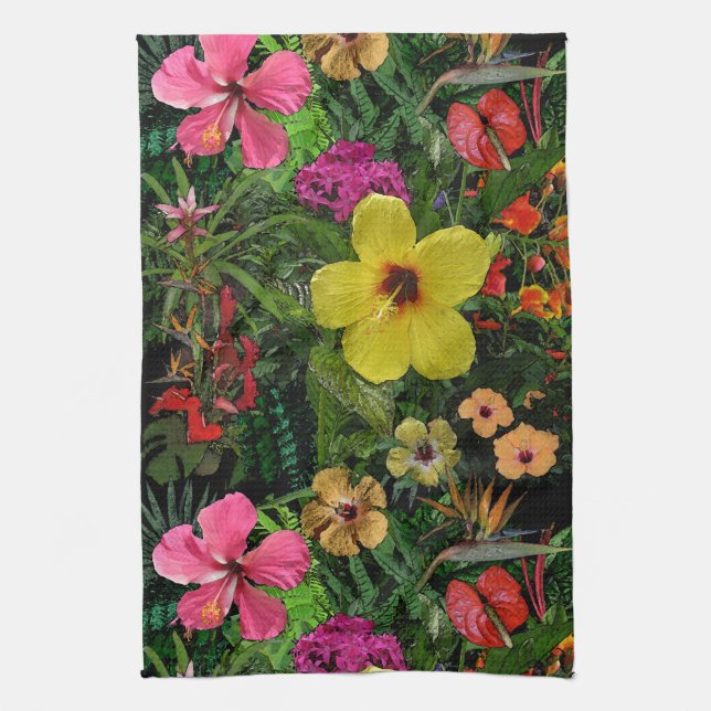 Linge De Cuisine Fleurs tropicales 🌺 (Vertical)