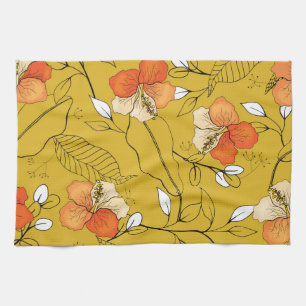 Linge De Cuisine Fleurs tropicales Feuilles : Papier peint exotique