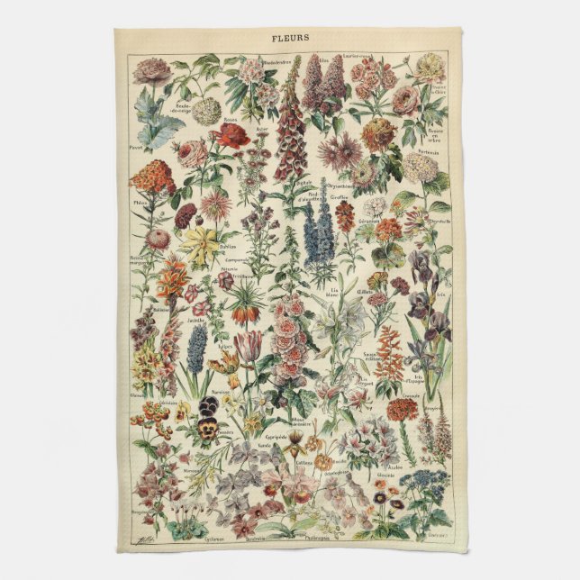 Linge De Cuisine Fleurs vintages par Adolphe Millot (Vertical)