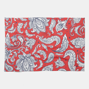 Linge De Cuisine Fleurs vintages rouges mignons motif