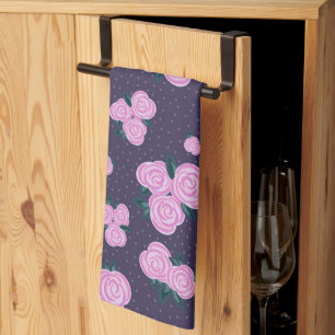 Linge De Cuisine Fleurs violettes foncées vintage