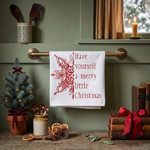 Linge De Cuisine Flocon de neige Joyeux petit Noël (ou personnalise