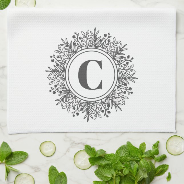 Linge De Cuisine Flocon de neige Monogramme Noël (Plié)