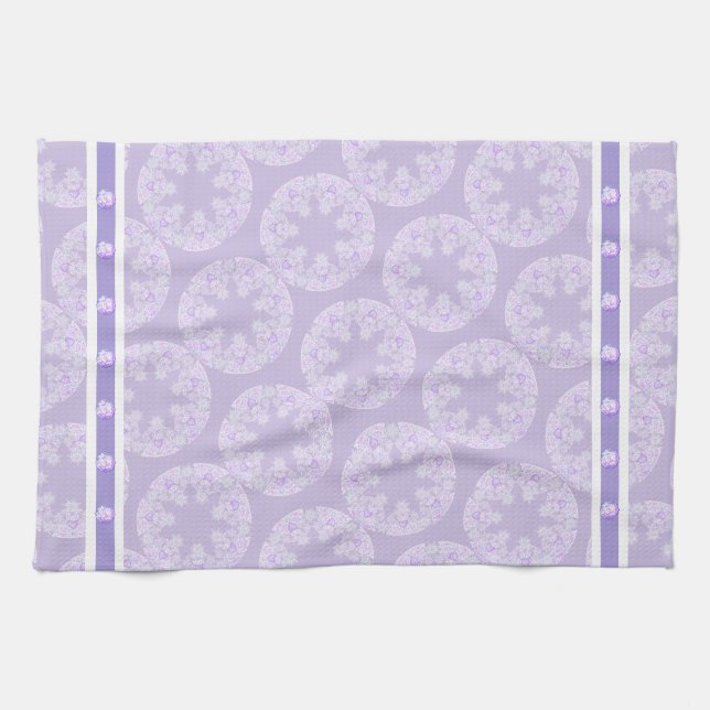 Linge De Cuisine flocon de neige violet clair et coeur étincelant (Horizontal)