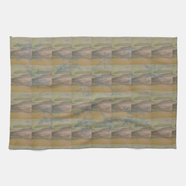 Linge De Cuisine Flocons bleus sur le rivage  (Horizontal)