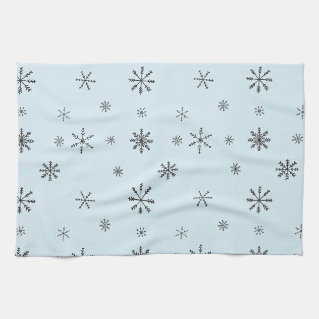 Linge De Cuisine Flocons de neige hivernaux modernes (Horizontal)