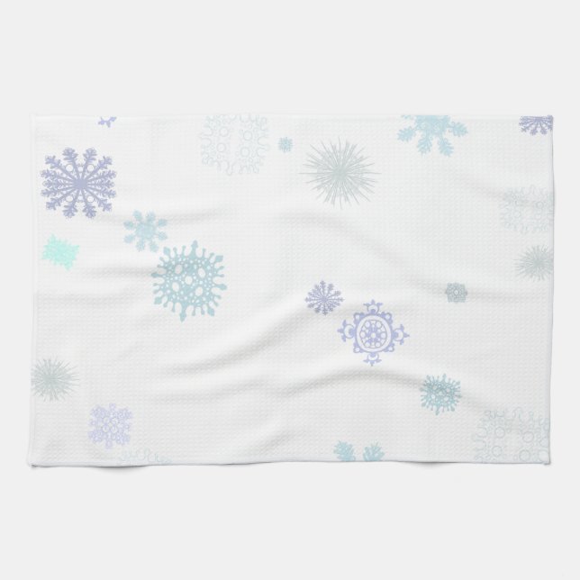 Linge De Cuisine Flocons de neige pâles (Horizontal)