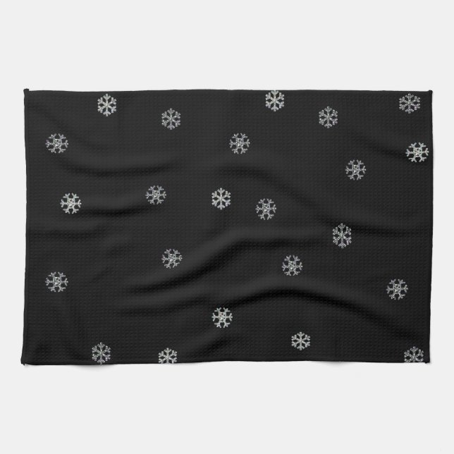 Linge De Cuisine Flocons de neige scintillants (Horizontal)