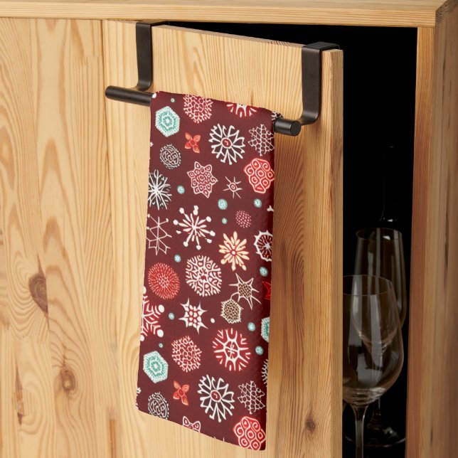 Linge De Cuisine Flocons de neige sur la Bourgogne (Pliage en tiers)